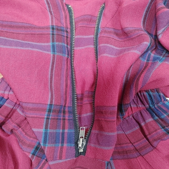 Volcom Red Plaid Lightweight Scoop Neck Mini Dress Size Medium - Picture 7 of 15